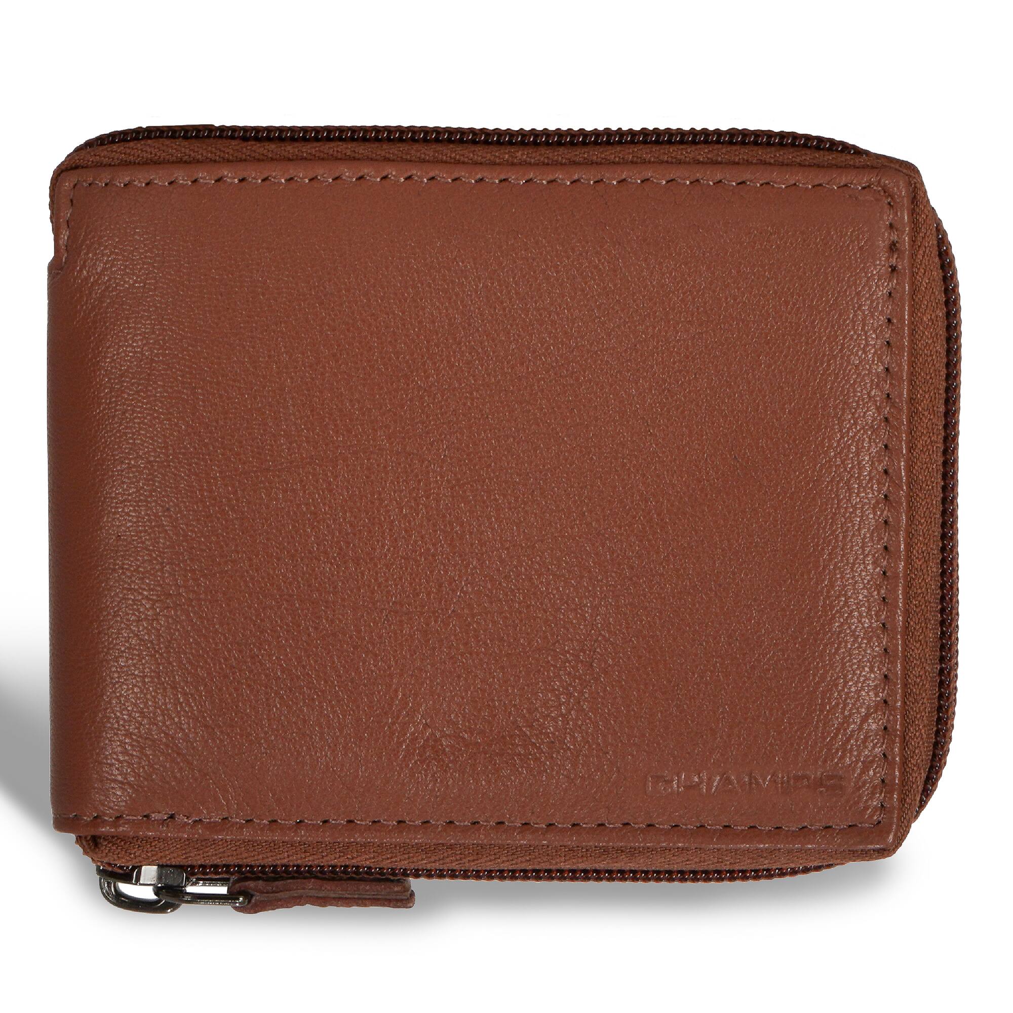 Front. Champs - Onyx Collection Leather Zip Around Wallet - Brown.