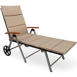 Gymax - Folding Patio Rattan Lounge Chair Chaise Cushioned Aluminum Adjust Wheel - as pic