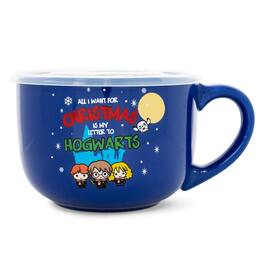Silver Buffalo - Harry Potter Holiday Golden Trio Soup Mug With Vented Lid | Holds 24 Ounces - Blue