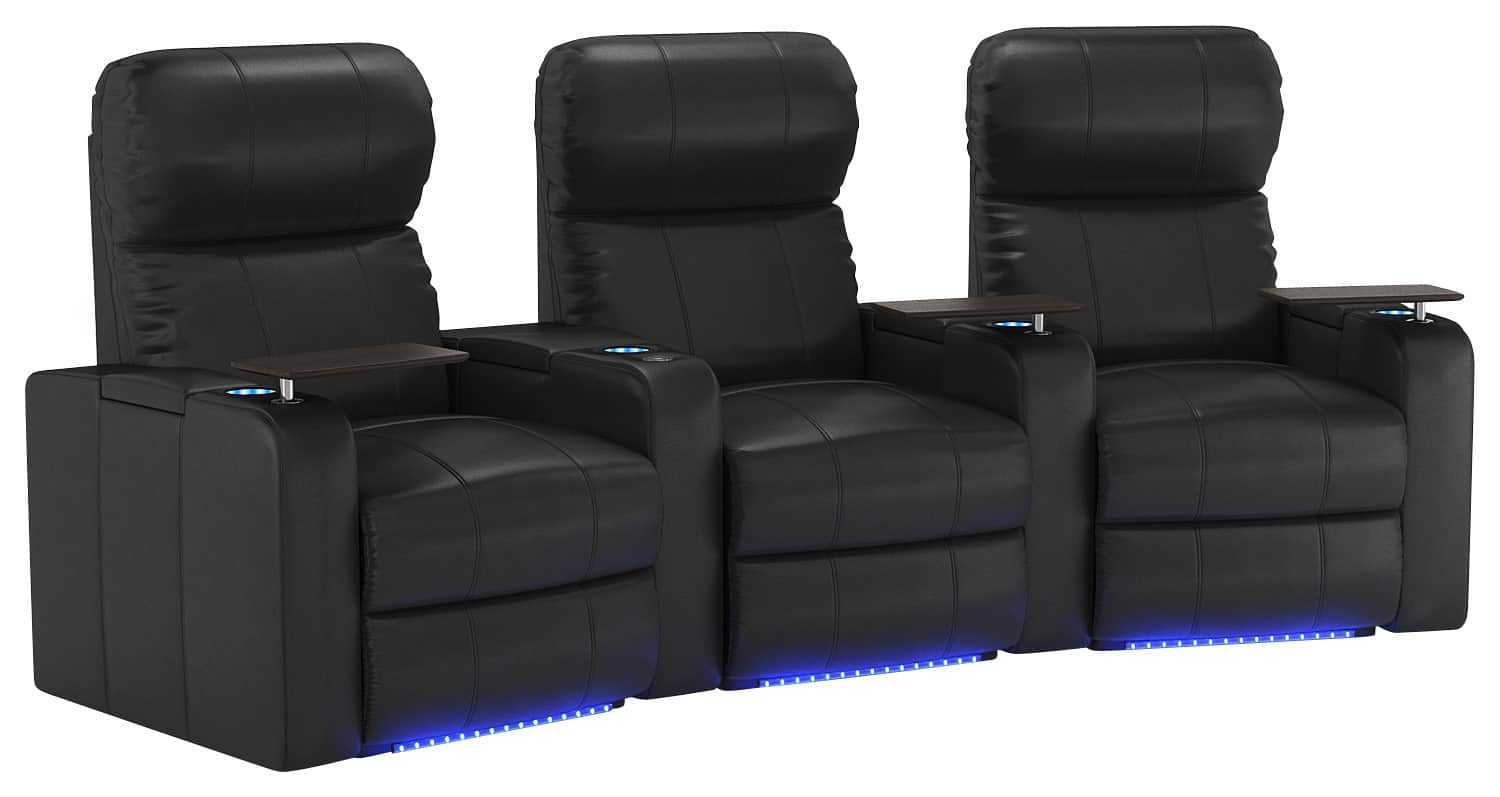 Octane Seating - Turbo XL700 3-Seat Curved Manual Recline Home Theater Seating - Black - Larger Front