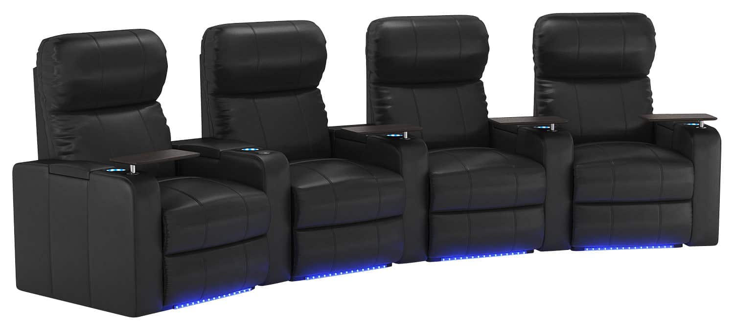 Octane Seating - Turbo XL700 4-Seat Curved Manual Recline Home Theater Seating - Black - Larger Front