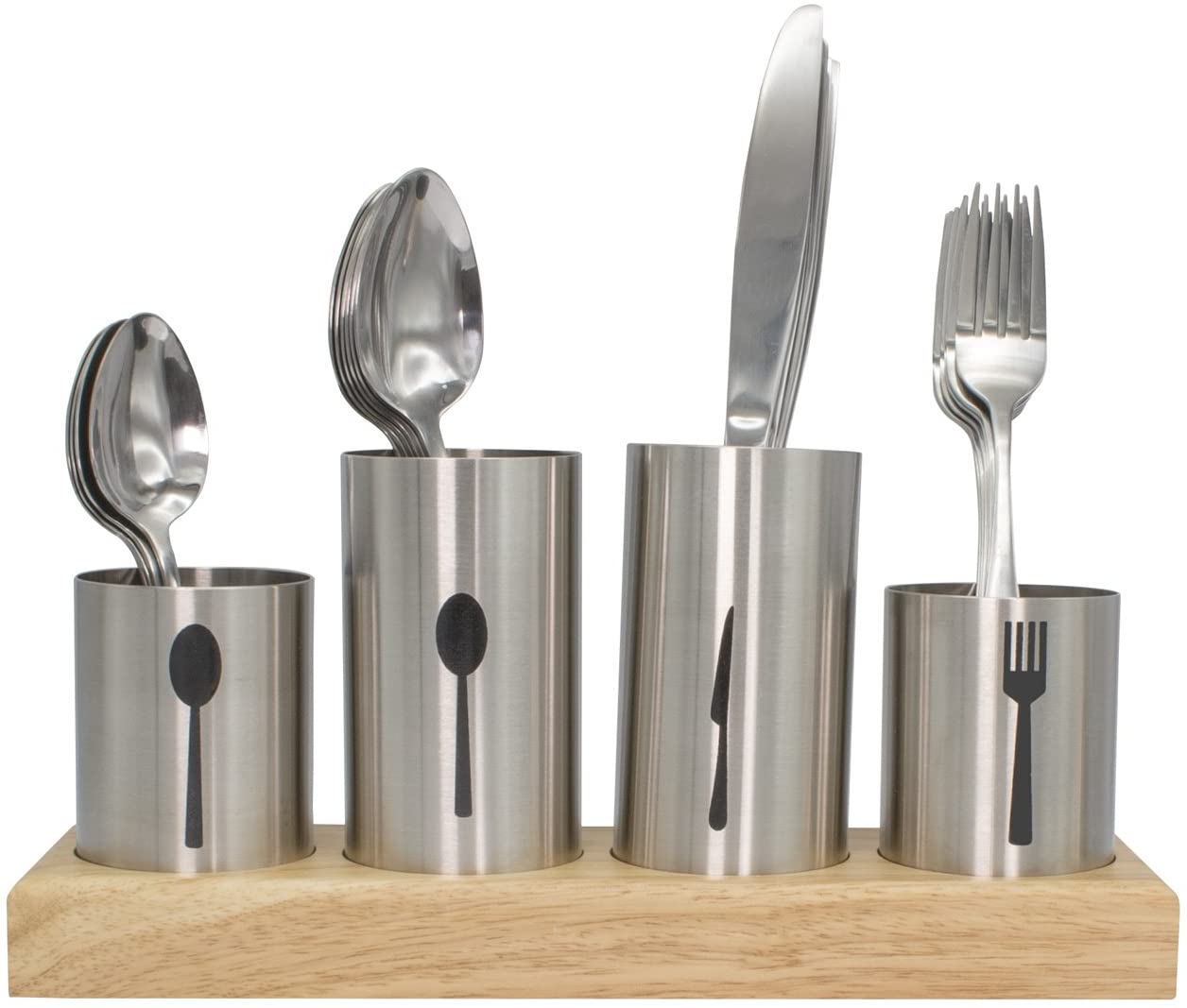 Left. Sorbus - Sorbus Utensil Holder,Upright Silverware Holder with Caddy for Spoons, Knives and Forks, Entertaining,Stainless Steel - Silver.