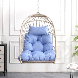 APRILSOUL - Outdoor garden rattan egg swing chair hanging chair PE hanging chair - Blue