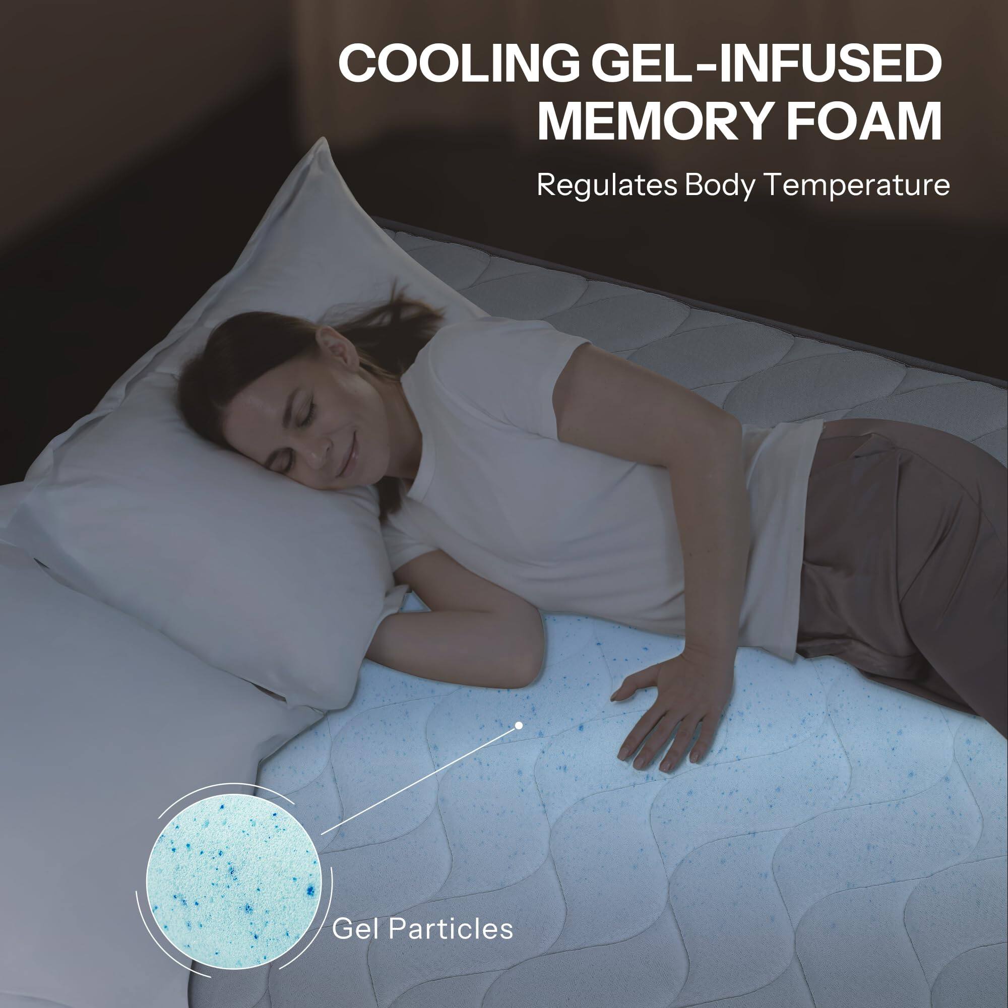 COOLING GEL-INFUSED MEMORY FOAM  
Regulates Body Temperature  

Gel Particles