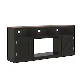 Espafurni - 68.9" Farmhouse TV Stand for 70-80" TVs, LED Entertainment Center with Barn Doors & Adjustable Shelves - Black