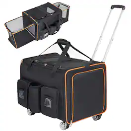 JUJABU - 2 in 1 Large Cat Carrier with Wheels for 2 Cats, Expandable Foldable Double Pet Carrier with Removable Divider