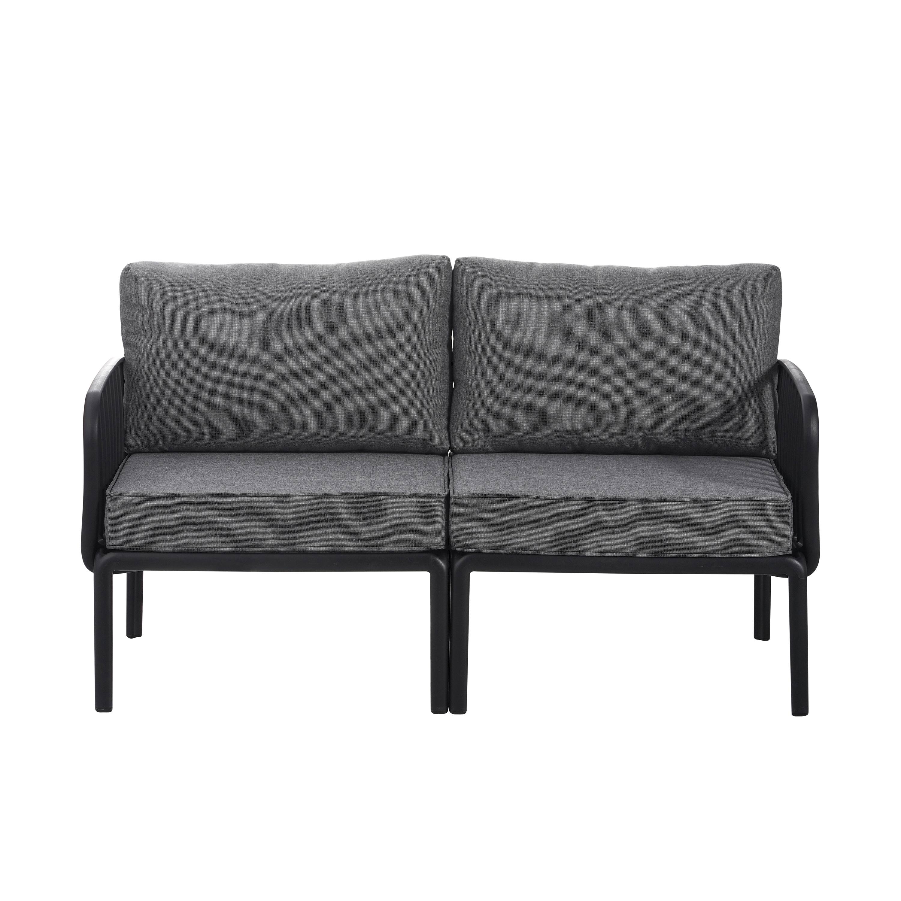 Alt View 1. APRILSOUL - Modern Patio Sectional Furniture Set with Square Coffee Table Waterproof Thick Cushion Deep Seating Black and Dark Gray - Black+ Gray.