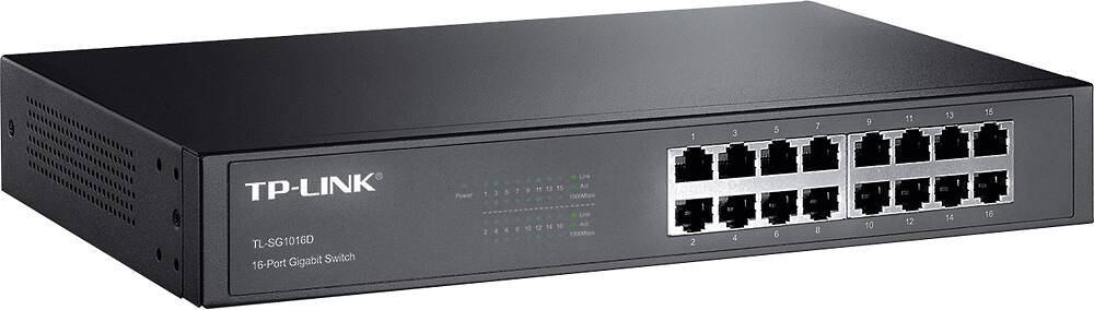 TP-LINK TL-SG1016D Gigabit Switch 16-Port 15 Ad gometacr 2 9 " 13 Power 1000Mmom Link 14 16 Ad 2.65NONN 8 10 12 2 1000Mmps 1 2 3 4 5 6 7 8 9 10 11 12 13 14 15 16