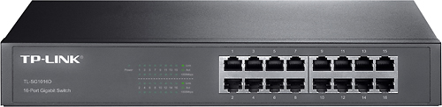 TP-Link - 16-Port 10/100/1000 Mbps Gigabit Ethernet Switch - Black