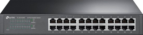 Front. TP-Link - 24-Port 10/100/1000 Mbps Gigabit Ethernet Switch - Gray.
