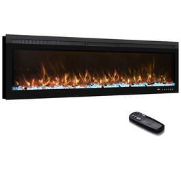 Boyel Living - Red 60 Inch BIR Electric Fireplace 5100 BTU 750W/1500W 13 Flame Colors 3-Color Spot Light 1-9H Timer - Black