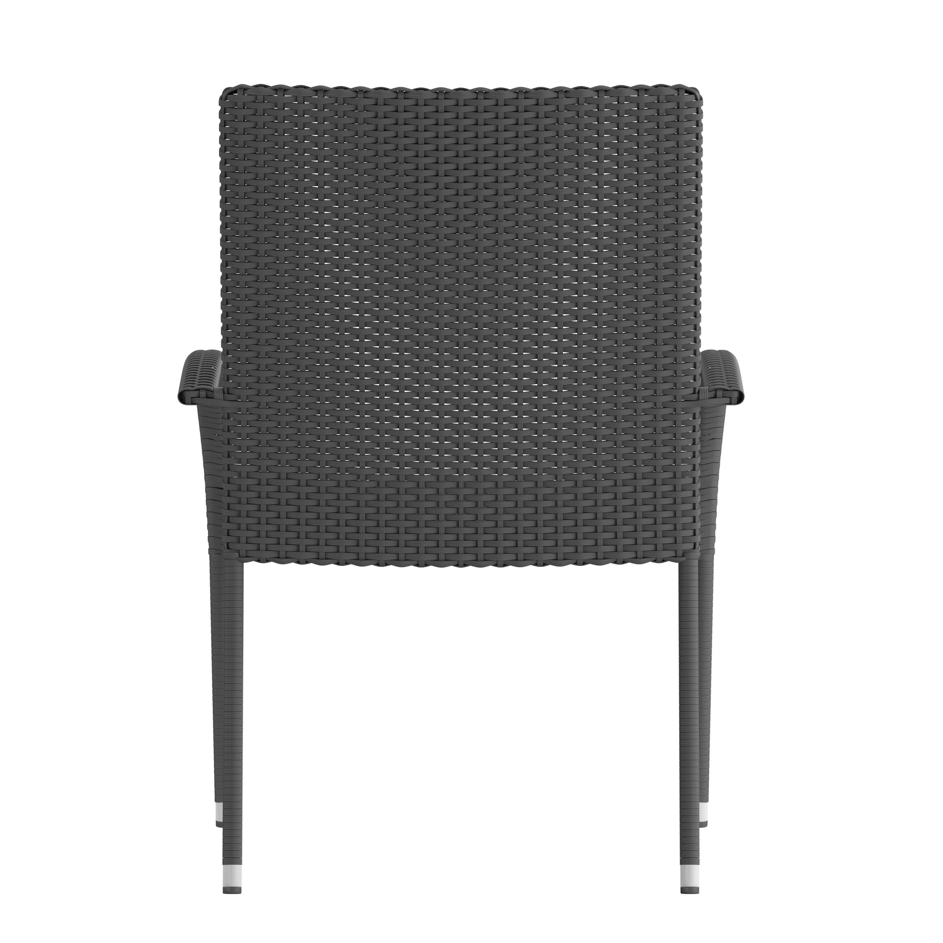 Alt View 8. Emma + Oliver - Sala Stacking All-Weather Wicker Wrapped Powder Coated Steel Patio Club Chairs for Indoor and Outdoor Use - Gray.
