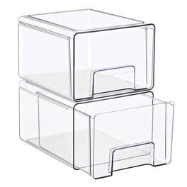 Sorbus - Large Stackable Storage Drawers – 2-Pack Plastic Organizer Bins with Handles – Pull-Out Stackable Drawers - Clear