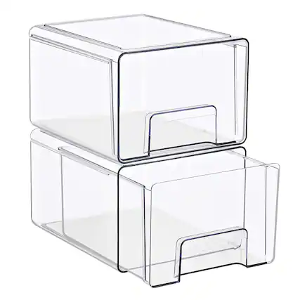 Front. Sorbus - Sorbus Large Clear Stackable Storage Drawers – 2-Pack Plastic Organizer Bins with Handles – Pull-Out Stackable Drawers - Clear.