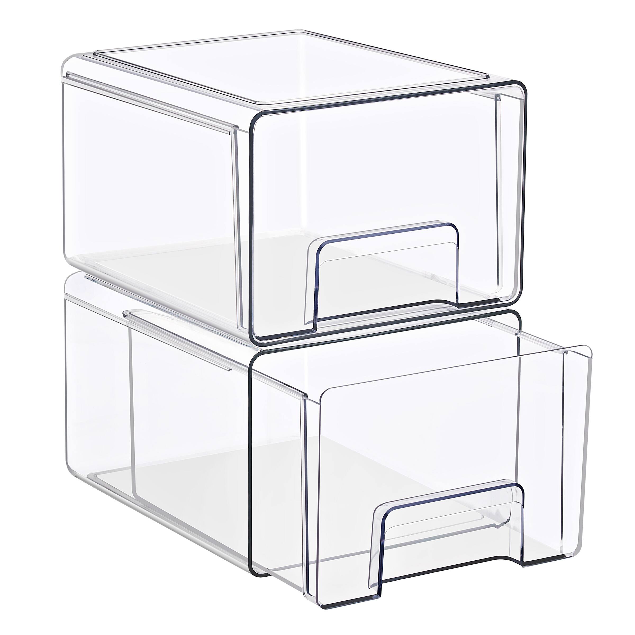 Front. Sorbus - Sorbus Large Clear Stackable Storage Drawers – 2-Pack Plastic Organizer Bins with Handles – Pull-Out Stackable Drawers - Clear.