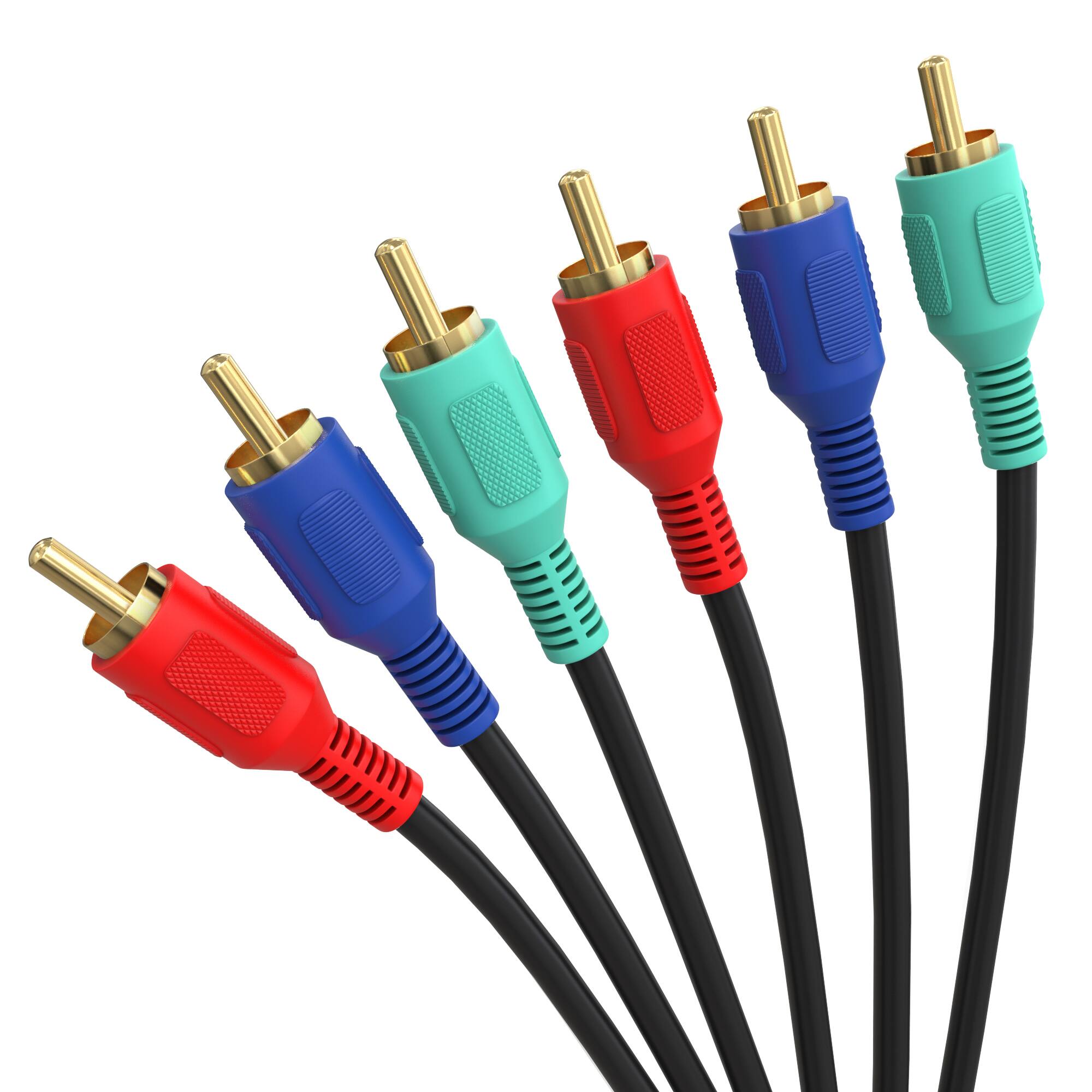 Alt View 1. Cmple.com - 3 RCA Component Video Cable 6ft Black Male to Male Gold-Plated RGB HDTV Cord - Black.