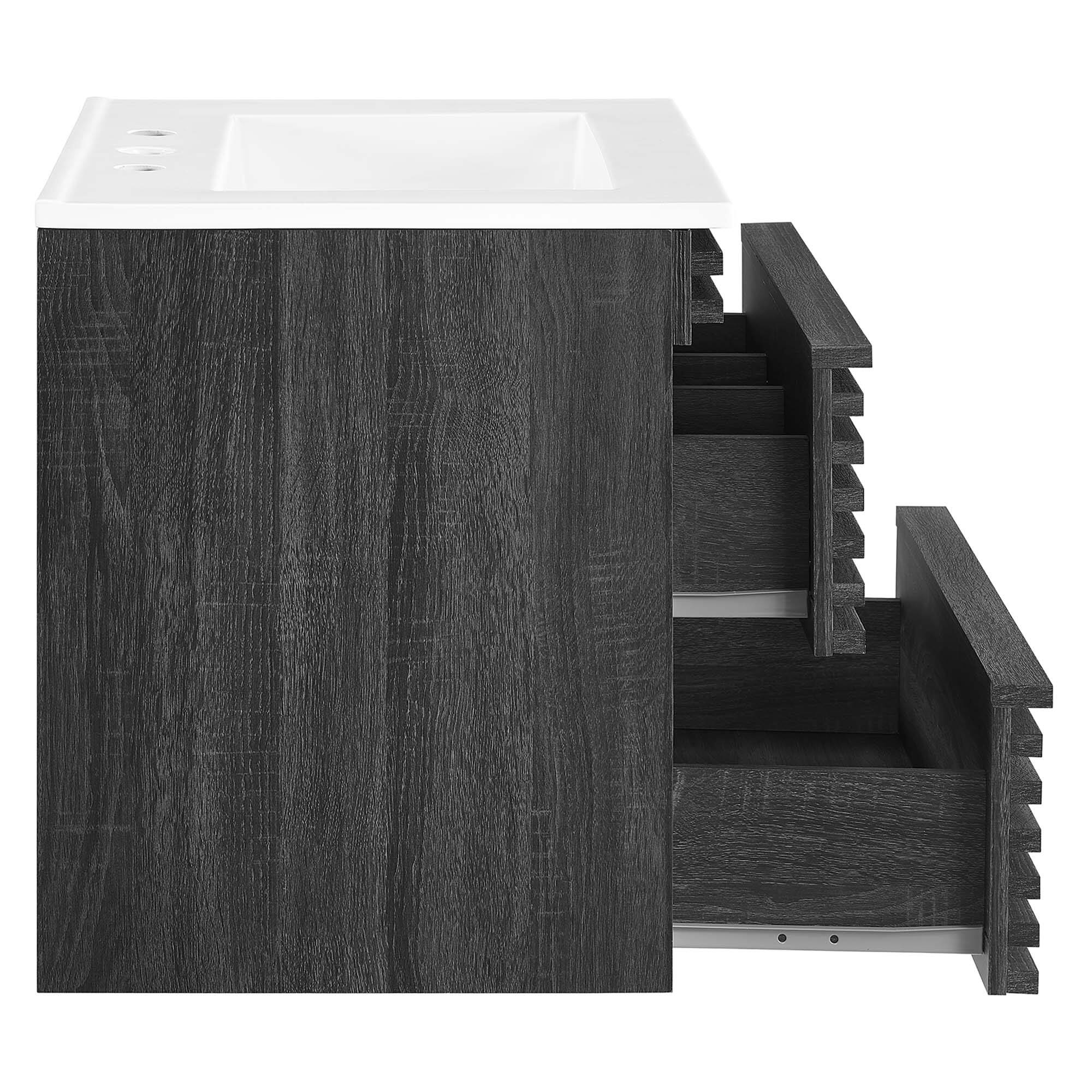 Alt View 4. Modway - Render Wall-Mount Bathroom Vanity with White Basin Included - Charcoal White.
