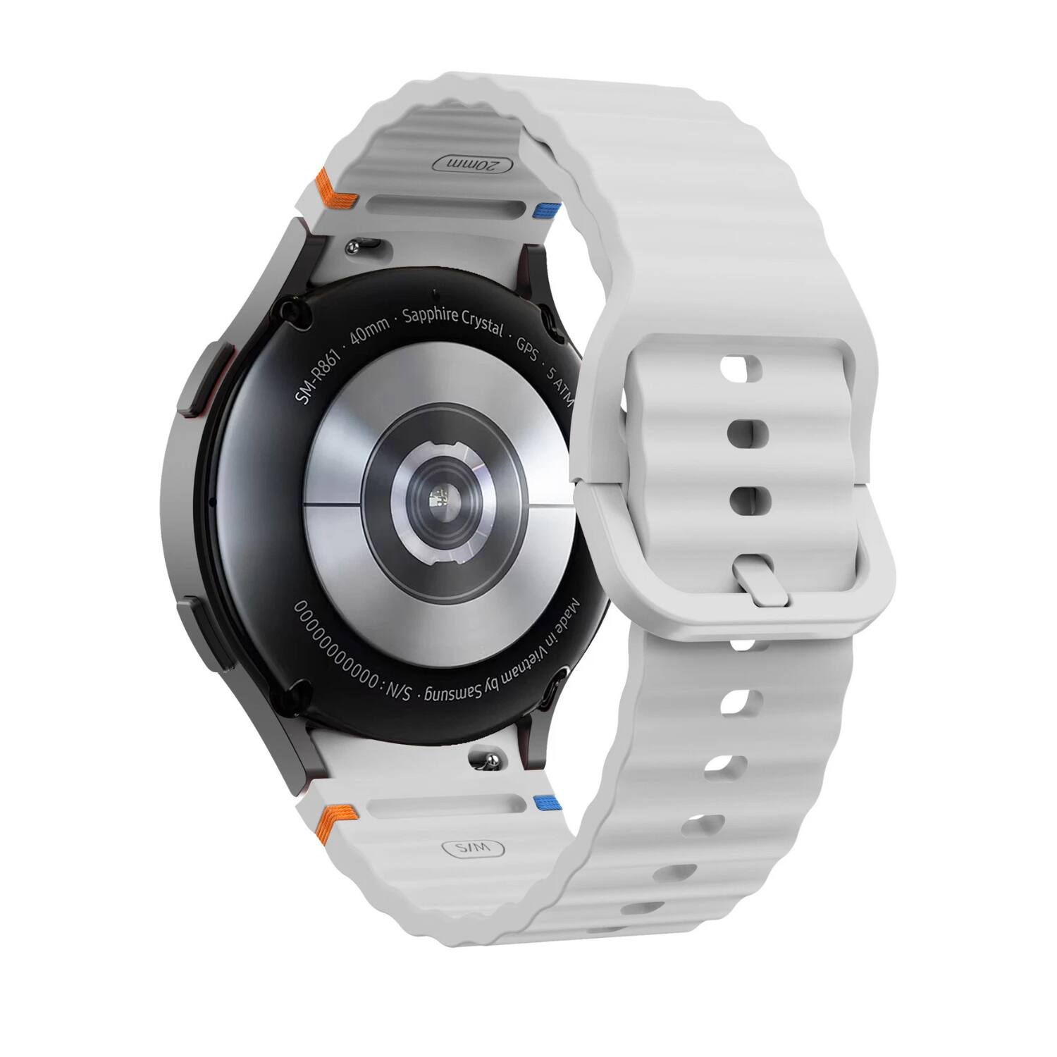 20mm Sapphire Crystal  
40mm GPS  
SM-R861  
5 ATM  
Made in Vietnam  
Samsung  
Sapphire Crystal  
GPS  
5 ATM  
SM-R861  
40mm  
Sapphire Crystal  
GPS  
5 ATM  
Made in Vietnam  
Samsung