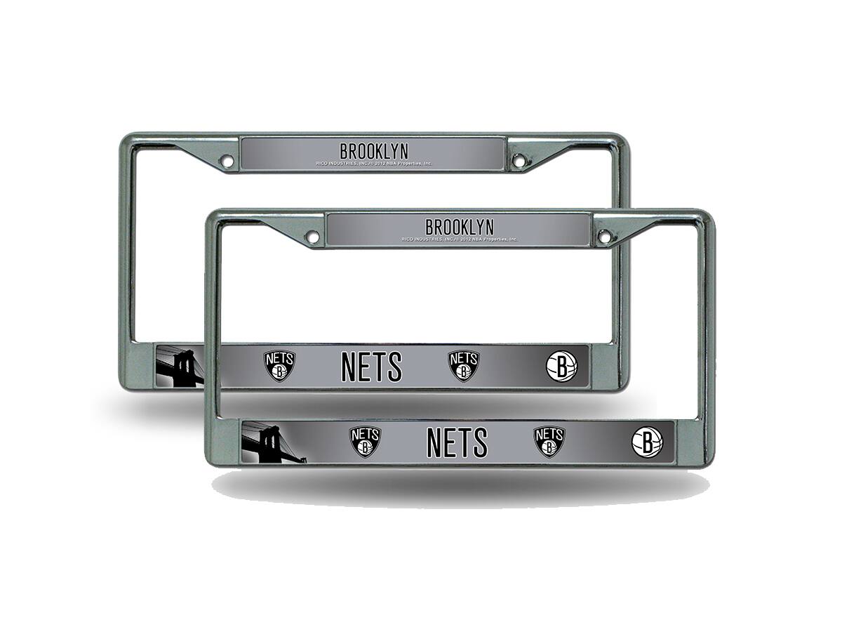 Brooklyn Nets NBA Chrome Metal License Plate Frame - Set of 2 Frames