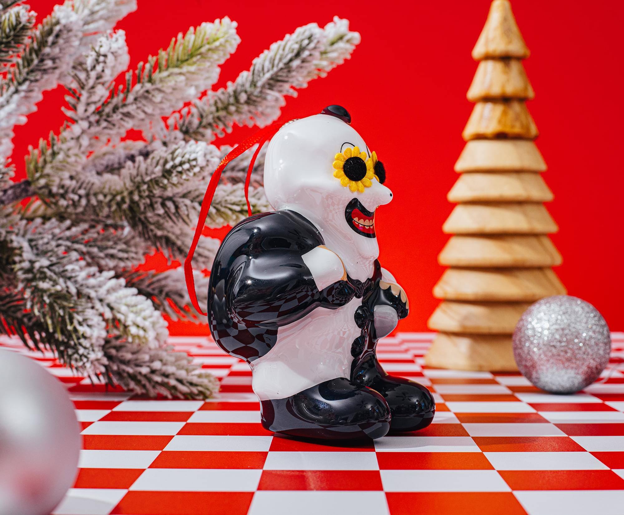 Alt View 4. Surreal Entertainment - Terrifier Art The Clown 4-Inch Shatterproof Decoupage Ornament - White.