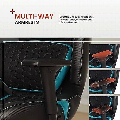 + MULTI-WAY ERGONOMIC 3D armrests shift forward-back up-down and ARMRESTS pivot with ease.