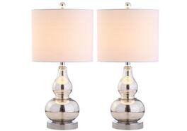 Jonathan Y - Anya 20.5" Mini Glass Table Lamp, Silver (Set of 2) - Mercury Silver