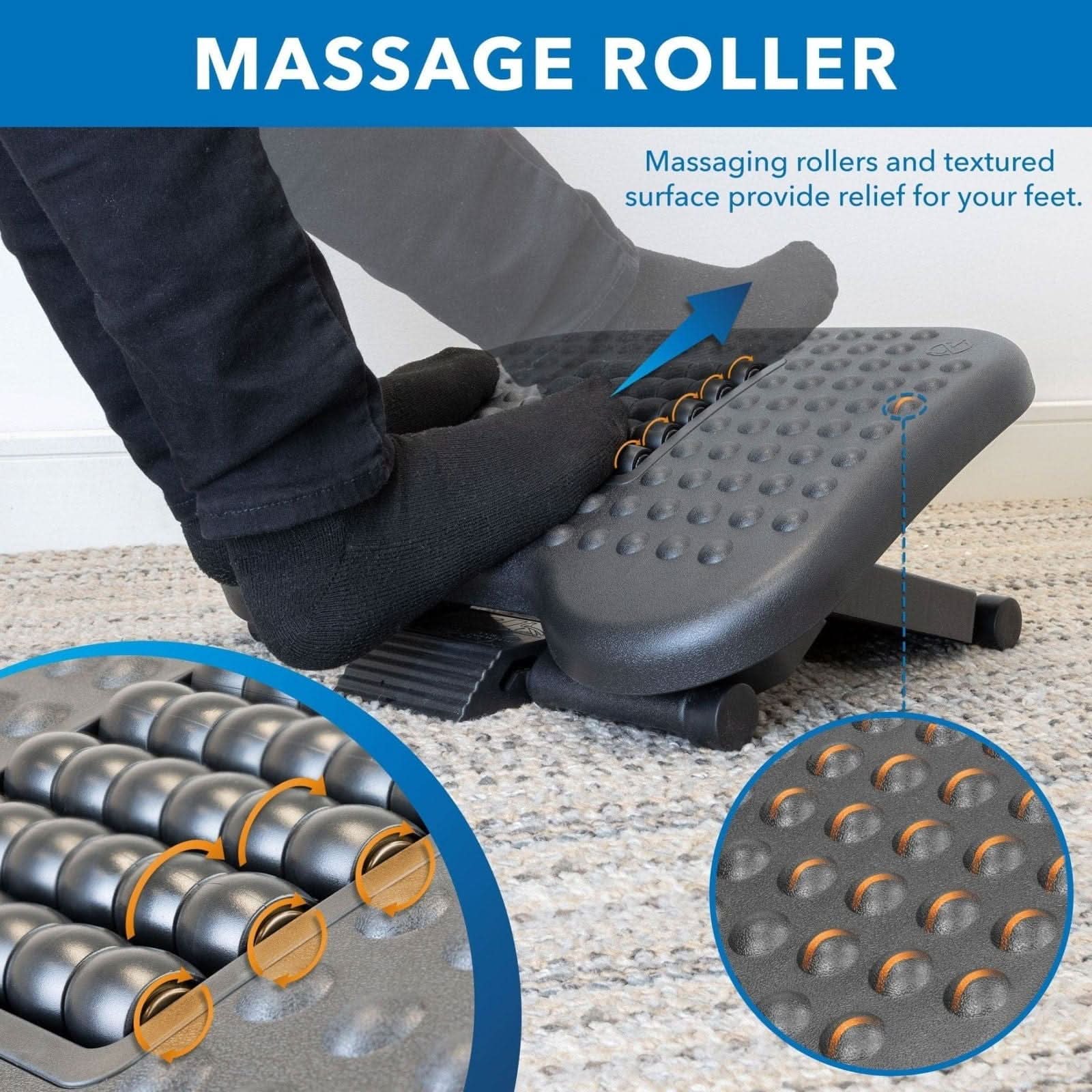 MASSAGE ROLLER

Massaging rollers and textured surface provide relief for your feet.