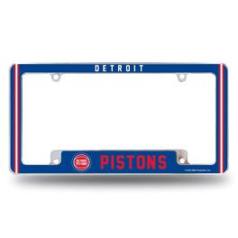 Rico Industries - Detroit Pistons Chrome Metal License Plate Frame with Full Frame Team Color Graphics - Multi