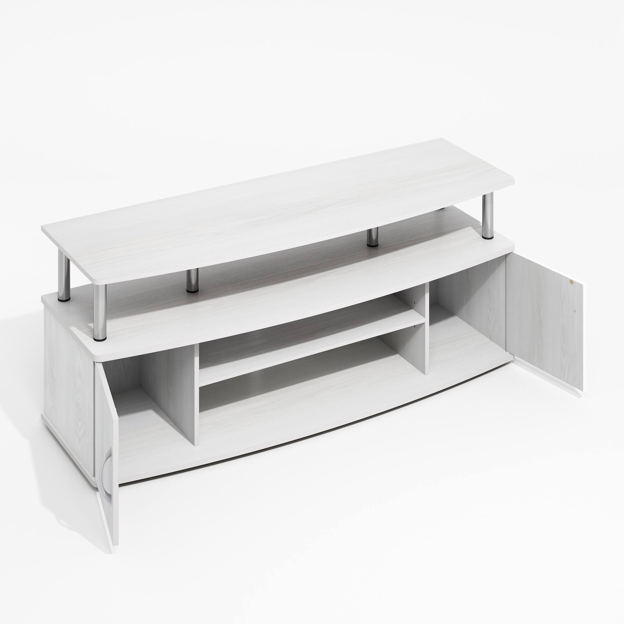 Alt View 5. Furinno - JAYA Large Entertainment Center Hold up to 55-IN TV, Stainless Steel Tubes - White Wood/Stainless Steel.