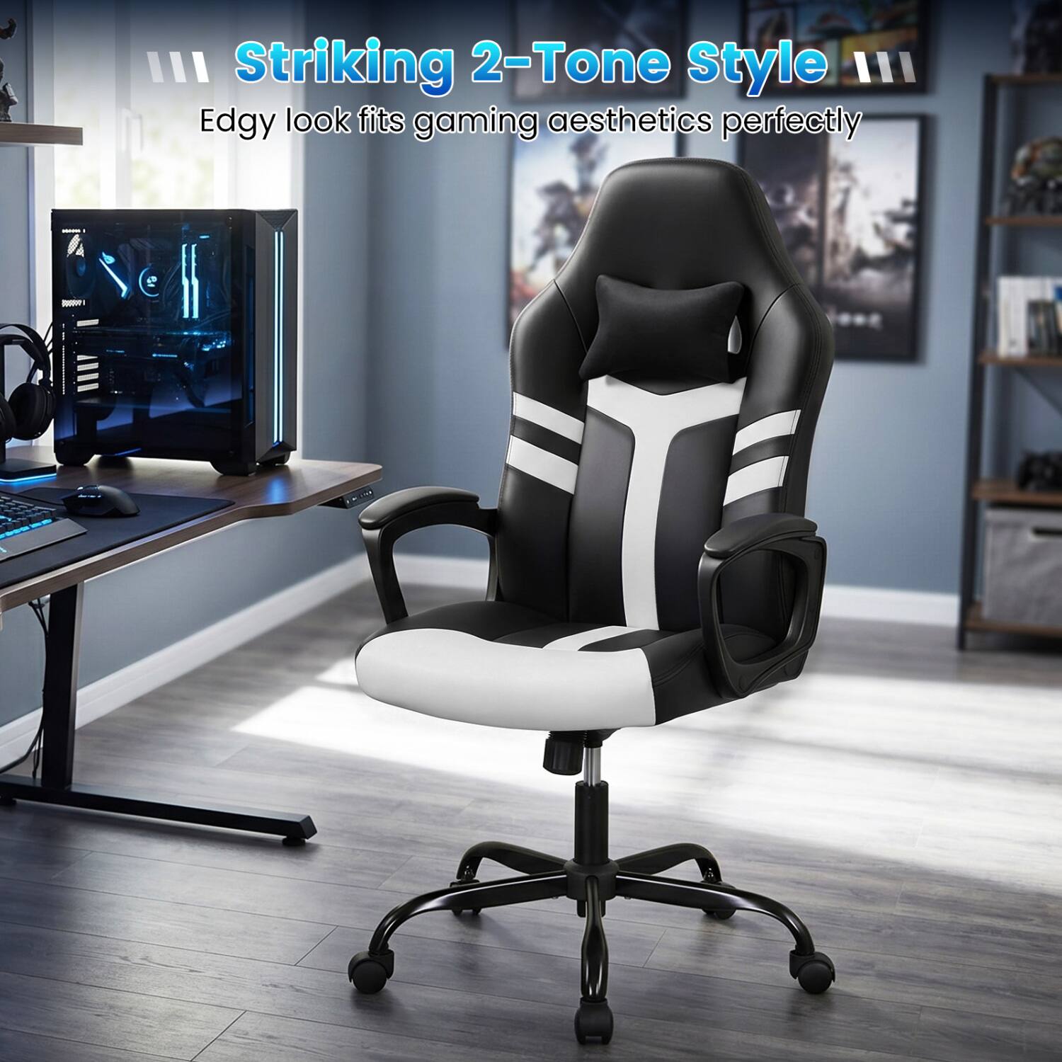 Striking 2-Tone Style  
Edgy look fits gaming aesthetics perfectly