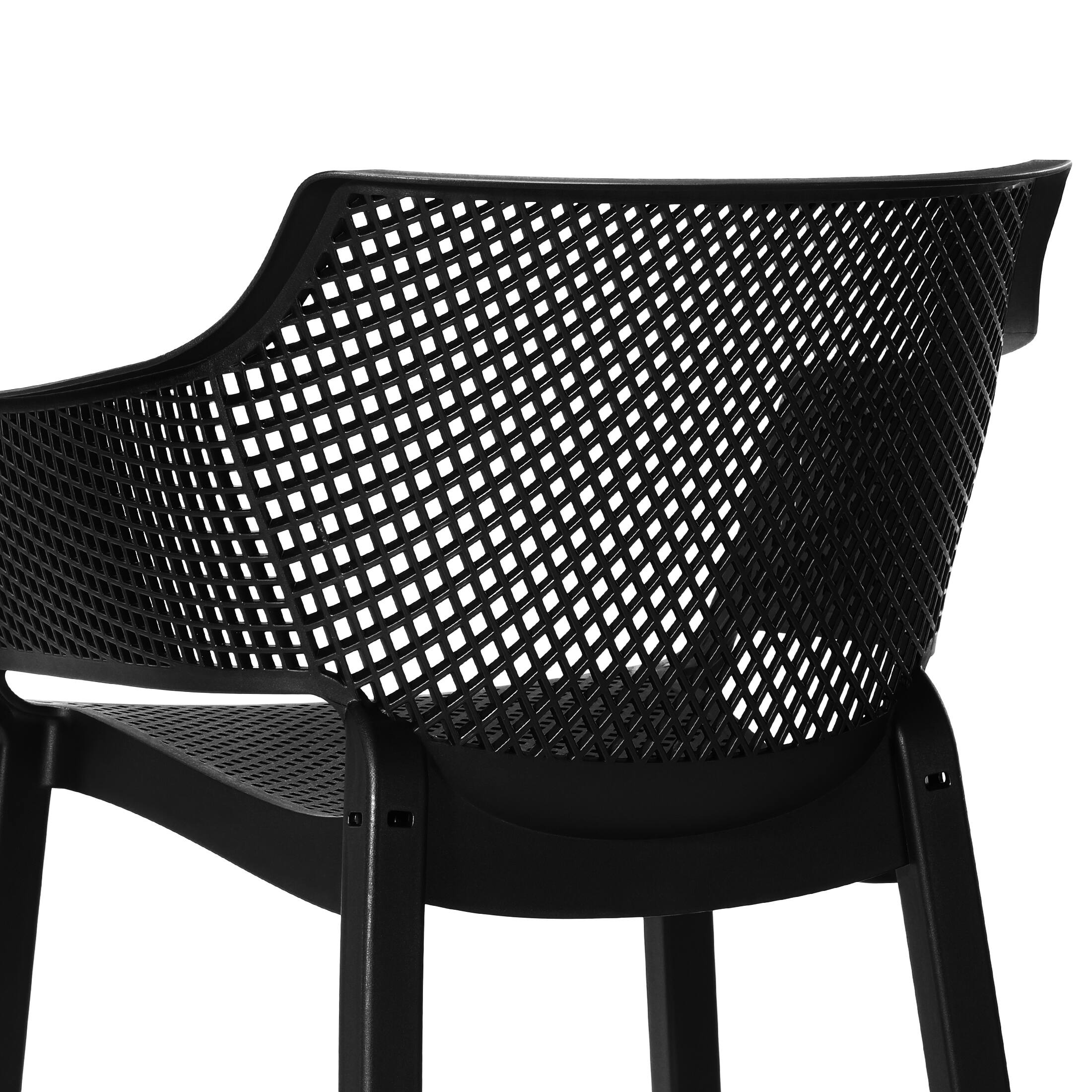 Alt View 4. WestinTrends - WestinTrends Playa Outdoor Modern Stackable Plastic Resin Patio Dining Armchair (Set of 4) - Black.