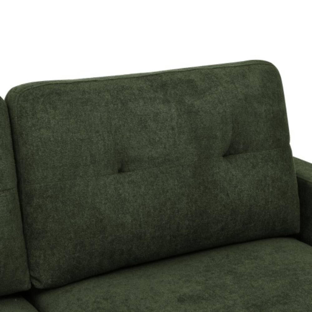 Angle. LUCKY ONE - 67.7" Mid-Century Upholstered Tufted Loveseat Sofa Solid Wood Legs 2-Seater - Antique Green.