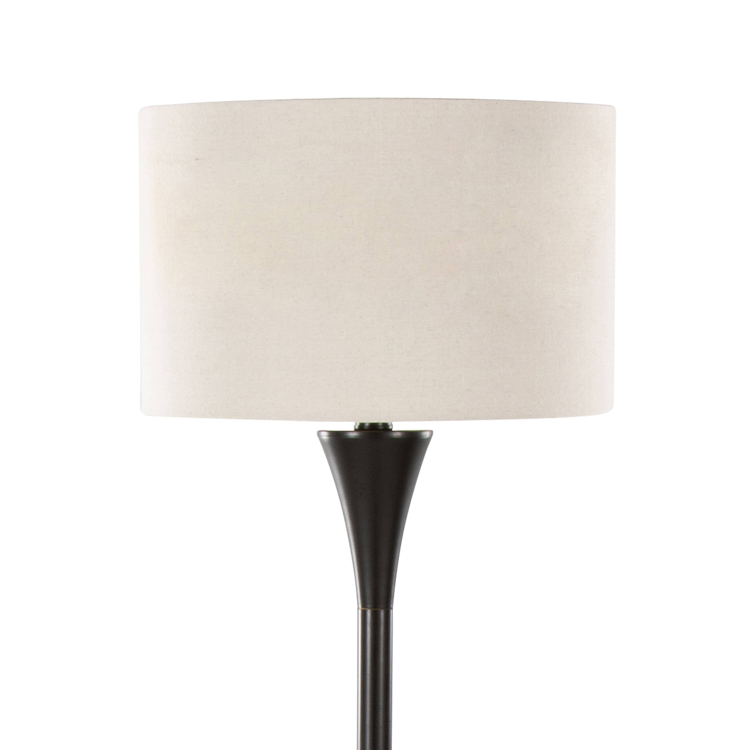 Left. Loheer - Loheer Contemporary Metal Floor Lamp Oil Rubbed Bronze with Natural Linen Shade - Bronze.