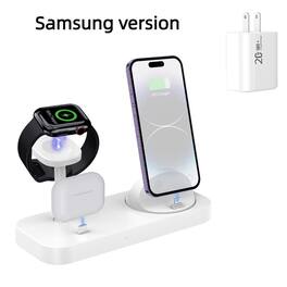 SKRAN - Multifunctional 3-in-1 Phone Stand - Phone Charger for Samsung Phone, Earphones and Watch, Wireless Charging Stand,White - White