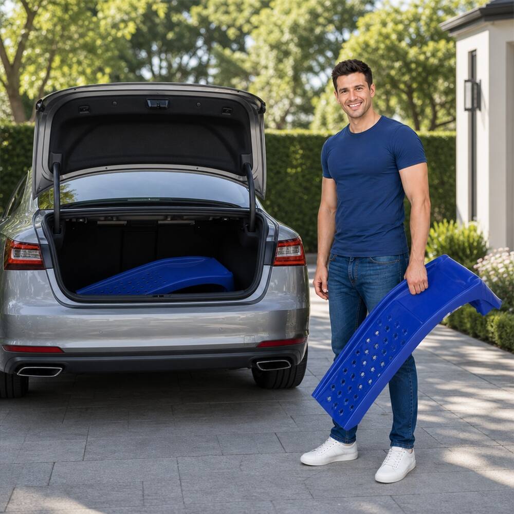Alt View 4. Ropilly - Ropilly Heavy Duty Solid Steel Car Ramps 8000 LBS Auto Service Ramps 2 Pack for Truck SUV Oil Change Maintenance Blue.