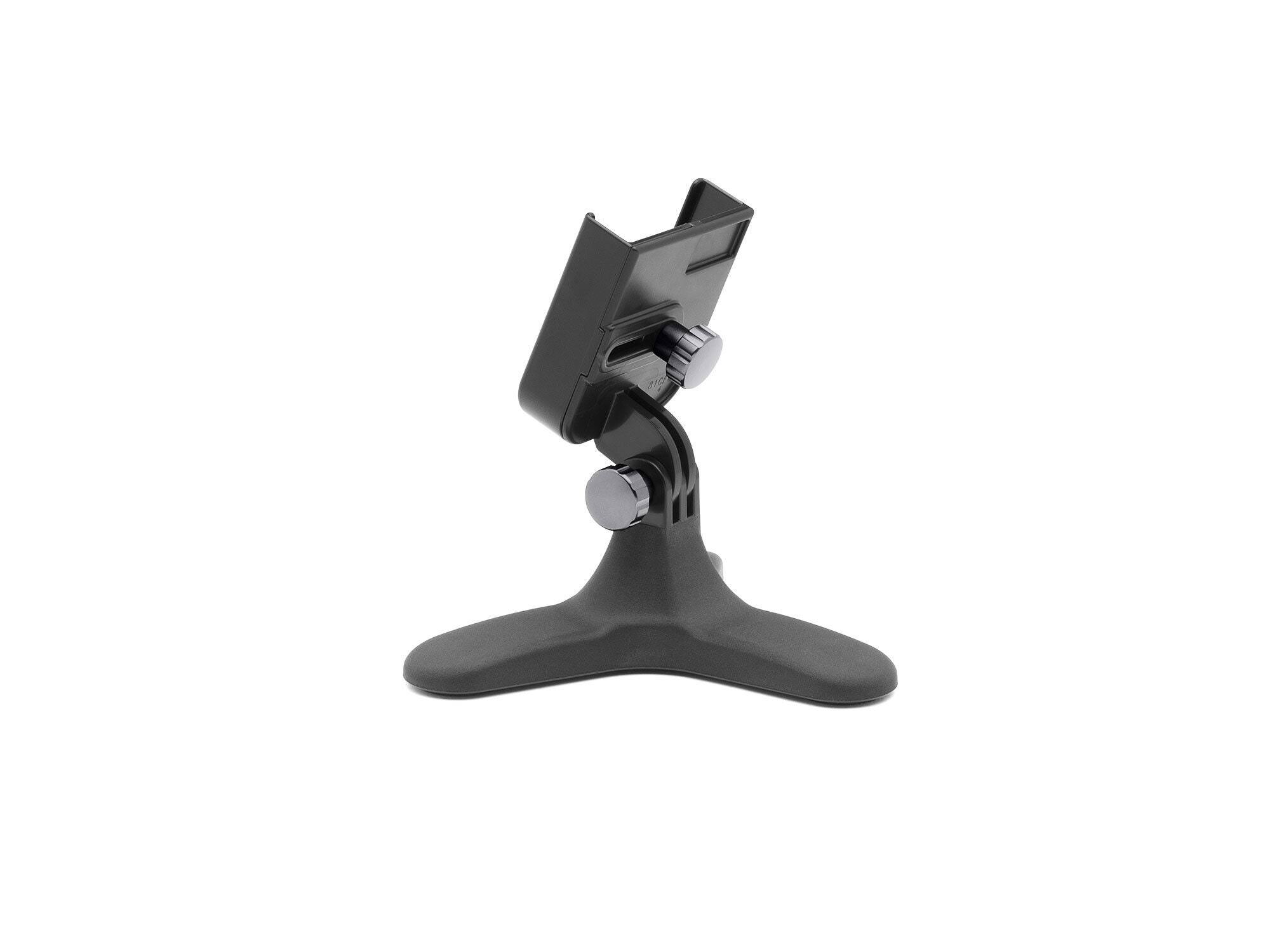 Front. WeatherTech - DeskFone | Adjustable & Secure Fit Universal Desktop Cell Phone Holder – Black Body – Graphite Metal Knobs - Black/Graphite Metal.