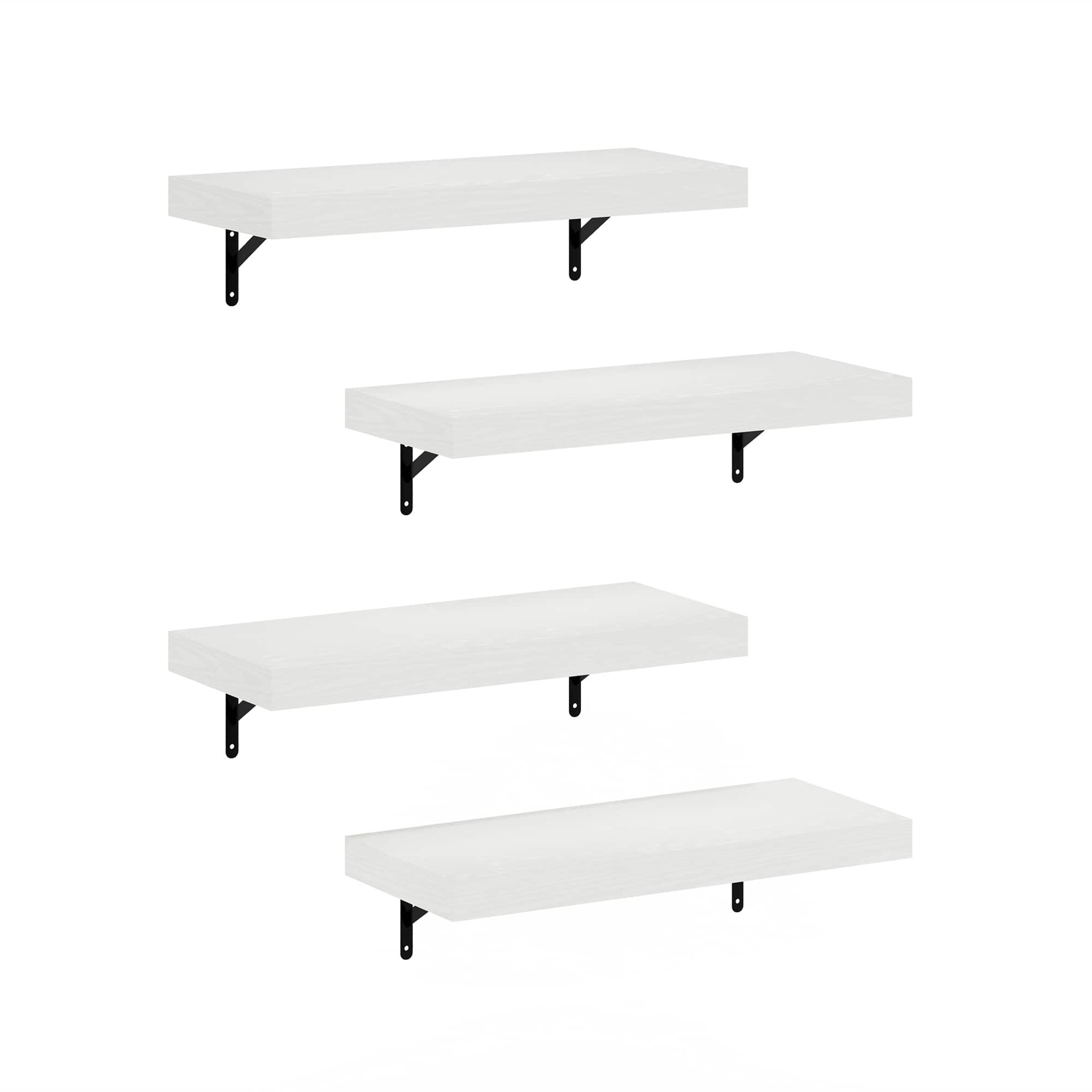 Furinno - Tanna 22-Inch Wall Mounted Floating Display Shelves, Set of 4 - White Texture