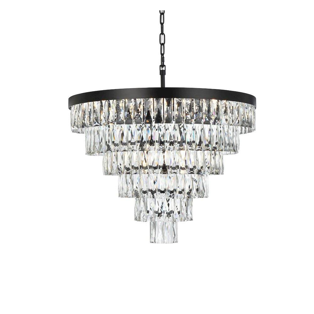 Left. Elegant Lighting - Josephine 27 Inch Round Chandelier In Black - Black And Clear.