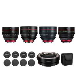 CN-E Cinema Prime Lens Kit (20mm, 24mm, 35mm, 50mm) + Canon Mount Adapter EF-EOS R - Black