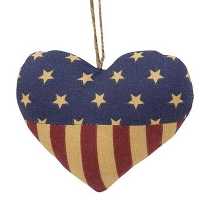 Front. BreeBe - Patriotic Heart Fabric Ornament - Multicolor.