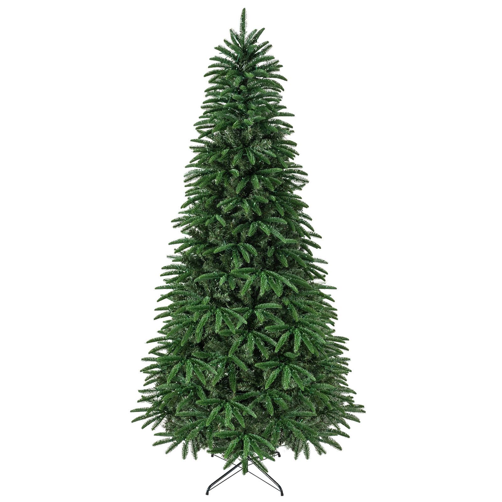 Alt View 9. Costway - Costway 8ft Artificial Christmas Tree with 1415 Lush Branch Tips, 460 Warm White LED Lights - Green.