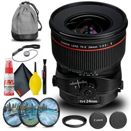 Canon - TS-E 24mm f/3.5L II Tilt-Shift Lens (3552B002) + Filter Kit + More - Black