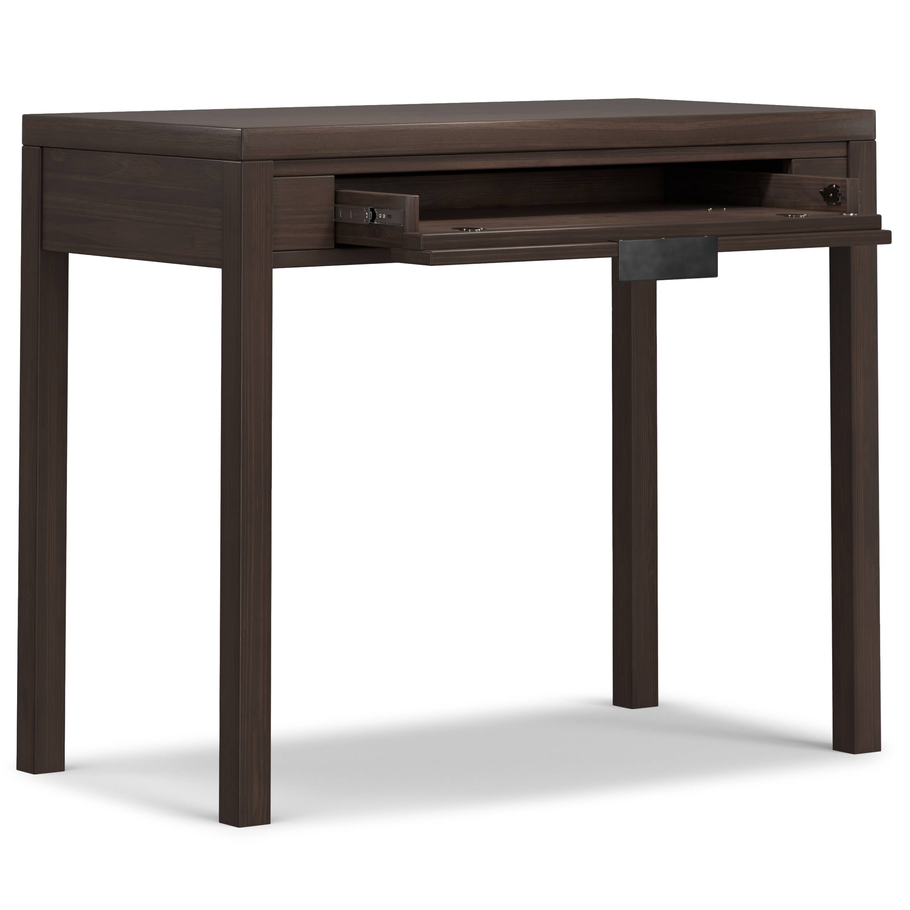 Back. Simpli Home - Hollander 38 inch Wide Solid Wood Small Desk in Warm Walnut Brown - Warm Walnut Brown.