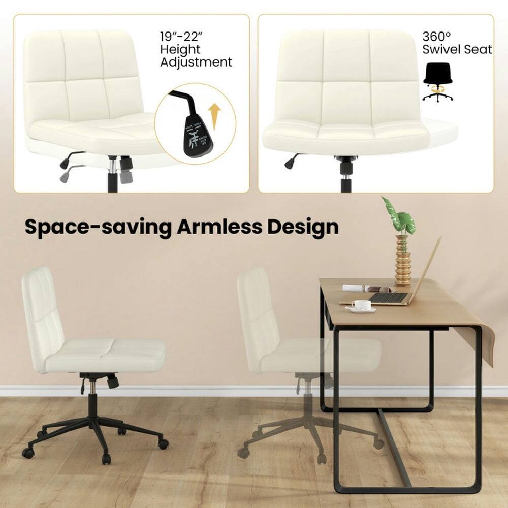 19"-22" Height Adjustment  
360° Swivel Seat  
Space-saving Armless Design