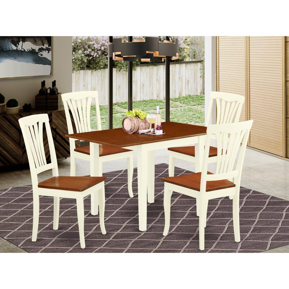 Left. East West Furniture - Dining Room Set Buttermilk & Cherry - Brown.