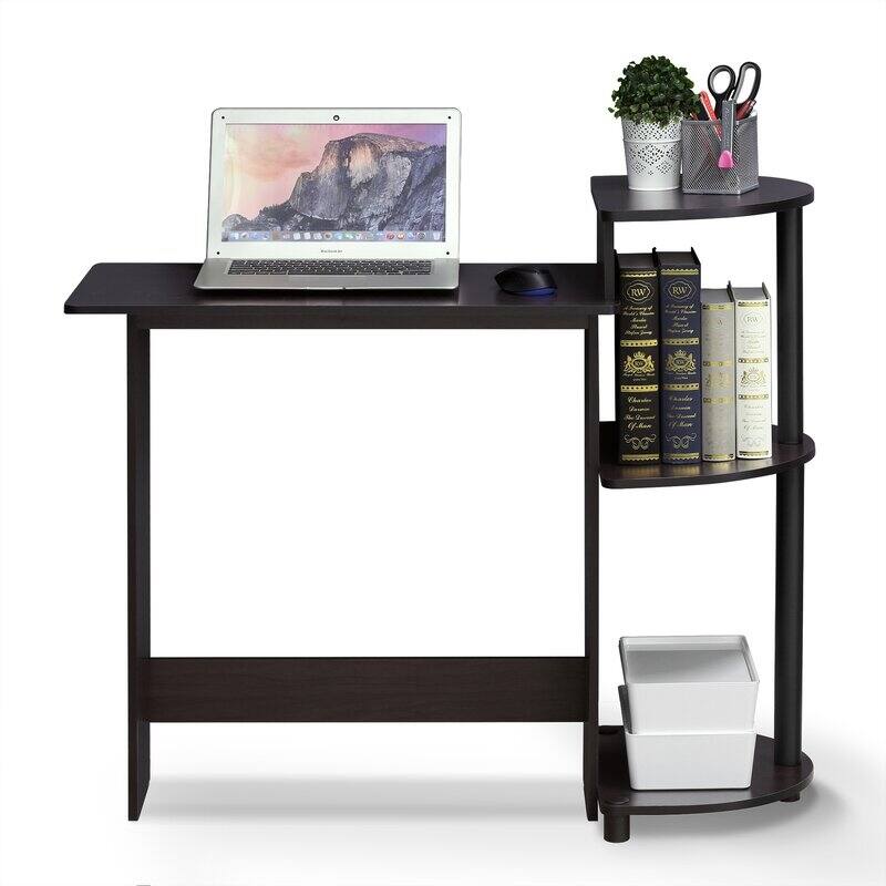 Hivvago - Contemporary Home Office Computer Desk in Black Finish - Dark Brown
