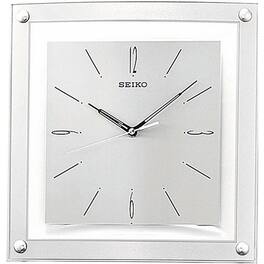 Hivvago - Contemporary 12.25-inch Square Quiet Analog Wall Clock - Silver Metallic