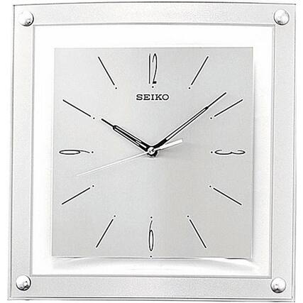 Front. Hivvago - Contemporary 12.25-inch Square Quiet Analog Wall Clock - Silver Metallic.
