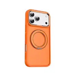 Dteck - Magnetic Case for Apple iPhone 17 Pro Max with 360° Rotating Ring Kickstand, Dual-Layer Shockproof Slim Matte Cover - Orange