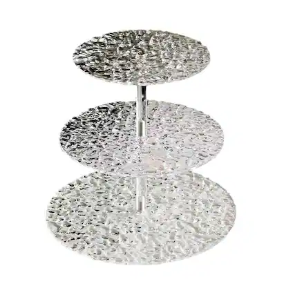 Front. Kitcheniva - Acrylic 3 Tier Dessert Cupcake Stand, Water Ripple Design - Clear.